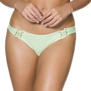 GURIA BEACHWEAR PISTACHIO RIB CRISS-CROSS STRAPPY BIKINI BOTTOM FULL SIZE: L NWT